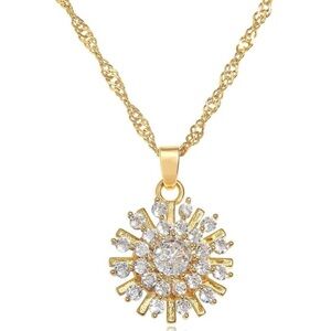 Elegant Gold and Silver Sunburst Pendant Necklace